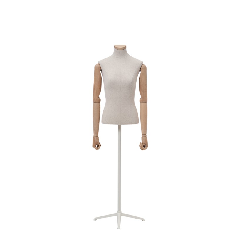 PLENTY FEMALE BUST, SHORT - WITH WOODEN ARMS AND NECK PLATE - HINDSGAUL