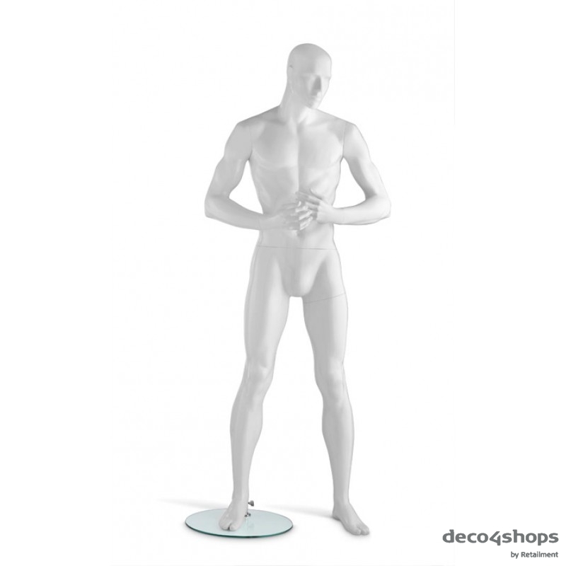 HIGH GLOSS WHITE MALE MANNEQUIN - HANDS IN FRONT – HINDSGAUL