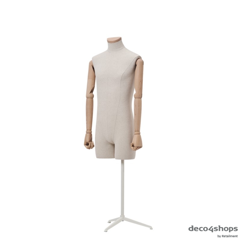 PLENTY MALE BUST LONG – WITH WOODEN ARMS AND NECK PLATE – HINDSGAUL