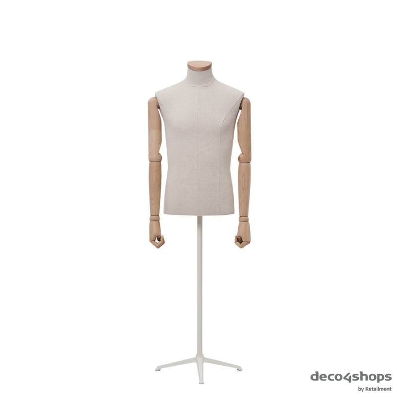 PLENTY MALE BUST SHORT – WITH WOODEN ARMS AND NECK PLATE – HINDSGAUL