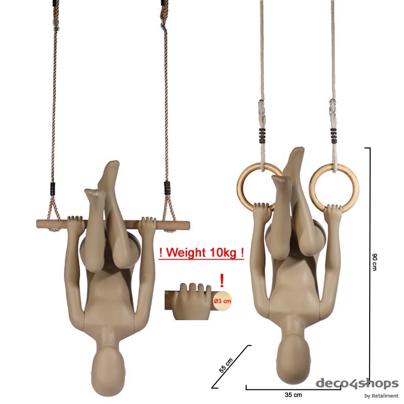 BØRNE MANNEQUIN - FRESH KIDS - GYNGENDE MED HOVED NEDAD - 122 CM - HINDSGAUL